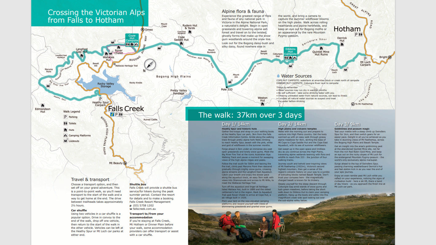 Map of Falls to Hotham Alpine Crossing © Parks Victoria 2019